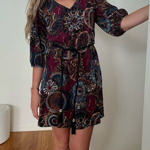 Elegant Multicolor Patterned Dress